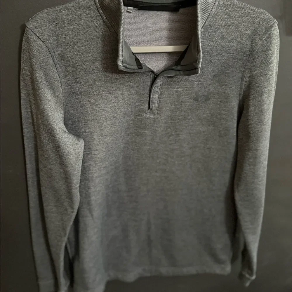 Under Armour Pullover Sweater Quarter Zip Men's Size Small Dark Grey